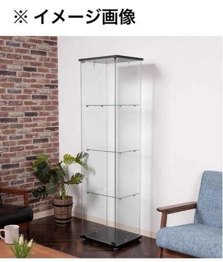 107a　 【未使用品・開封品】不二貿易 コレクションケース フィギュアケース 4段 幅42.5×奥行36.5×高さ162cm 強化ガラス 全面ガラス クリア 98880 y082201a