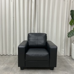 KH-47【新入荷　リサイクル品】IKEA スコガビー　本革１シーターソファ　黒の画像