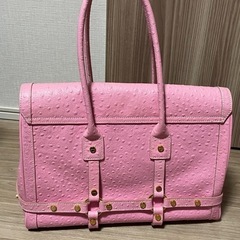 サマンサタバサニューヨーク
　オーストリッチ風　ピンク　トートバッグ　ハートミラー付きの画像