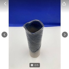 花器　花瓶　陶器製　焼物　中古　美品　ネイビー　生け花　立花　高さ24.3㎝　直径7.5㎝　華道　グラデーション　インテリア　＊B790-2＊の画像