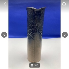 花器　花瓶　陶器製　焼物　中古　美品　ネイビー　生け花　立花　高さ24.3㎝　直径7.5㎝　華道　グラデーション　インテリア　＊B790-2＊の画像
