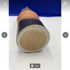 巨峰　花器　花瓶　インテリア　雑貨　置物　陶器製　竹デザイン　お洒落　グリーン　オレンジ　ブラウン　直径9.5㎝　高さ29㎝＊B790-1＊の画像