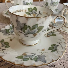 HOYA カップ&ソーサー5客セット　GREEN LEAF BONE CHINAの画像