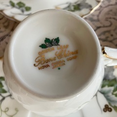 HOYA カップ&ソーサー5客セット　GREEN LEAF BONE CHINAの画像