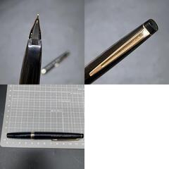 G381②　パイロット 名作 ELITE 万年筆 ペン先K14 14金 ブラック×ゴールド ステーショナリー 筆記用具 ヴィンテージ PILOTの画像