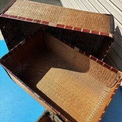 兵庫県三田市 直接お引き取り限定 昭和レトロ 柳行李 やなぎこおり 収納ボックス 希少品 衣装箱 アンティーク インテリア 2個セットの画像
