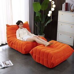 【引取限定！新品未使用】ソファ 一人掛け トーゴ togo 一人掛けソファ 一人用ソファ 一人用 チェア 椅子 おしゃれ ローソファ フロアソファ モダン スタイリッシュ デザイナー オットマン付き 高反発ウレタン リプロダクト SFA-01ORの画像