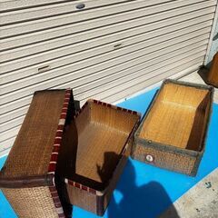 兵庫県三田市 直接お引き取り限定 昭和レトロ 柳行李 やなぎこおり 収納ボックス 希少品 衣装箱 アンティーク インテリア 2個セットの画像