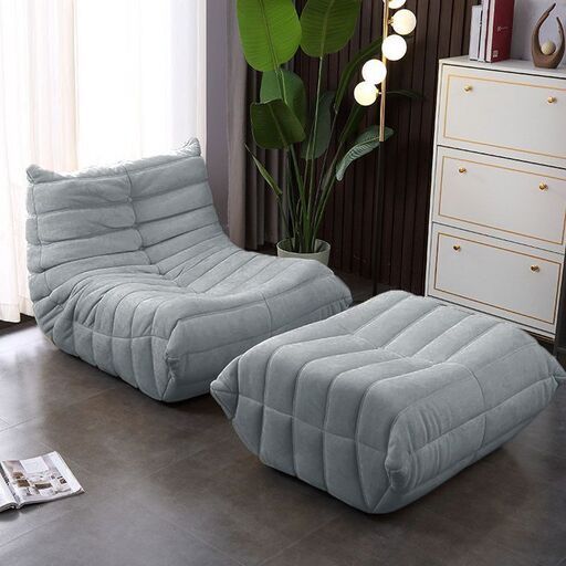 【引取限定！新品未使用】ソファ 一人掛け トーゴ togo 一人掛けソファ 一人用ソファ 一人用 チェア 椅子 おしゃれ ローソファ フロアソファ モダン スタイリッシュ デザイナー オットマン付き 高反発ウレタン リプロダクト SFA-01LGY