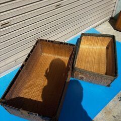 兵庫県三田市 直接お引き取り限定 昭和レトロ 柳行李 やなぎこおり 収納ボックス 希少品 衣装箱 アンティーク 希少品 2個セットの画像