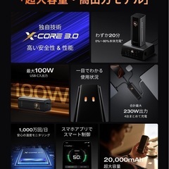 EcoFlow RAPID Pro モバイルバッテリー 20000mAh 100W 【大容量/USB-Cケーブル内藏/液晶ディスプレイ/４台同時充電/コンパクト/アプリ制御/過熱保護/機内持ち込み/出張/旅行】の画像