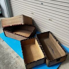  昭和レトロ 柳行李 やなぎこおり 収納ボックス 希少品 衣装箱 アンティーク インテリア 3個セットの画像