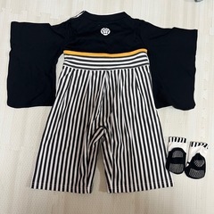 和風ロンパース 袴 靴下付き ベビー 初節句 お食い初め お祝いにの画像