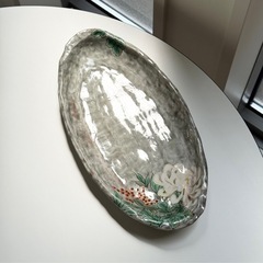 送料込み‼︎ 京焼 清水焼 「陶あん」色絵付け 花　大皿の画像
