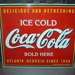 2枚セット Coca-Cola 長方形 ブリキ看板 幅35cm コカ・コーラ メタルサイン サイン看板 アメリカン雑貨 インテリア 札幌市東区 新道東店の画像