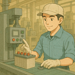 🏭【月収34万円以上可】家庭用バッテリー部品の製造オペレー…
