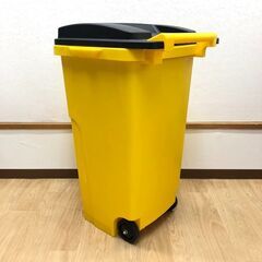 stp-3343　キャスターペール　大型　90L　黄色　イエロー　ゴミ箱　屋外　キャスター付　2輪の画像