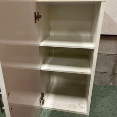 3段 収納棚 本棚 キャビネット 扉付 ホワイト 幅40cm×奥行40cm×高さ80cm の画像
