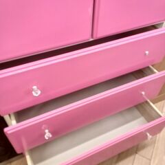 ★リユースのサカイつくば店★TK6252  ワードローブ ピンク H180×D58×W80 クリーニング済みの画像