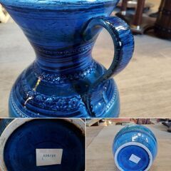 イタリア製 花瓶 ブルー 青色 花器 フラワースタンド　/MJ-1239 2Fの画像