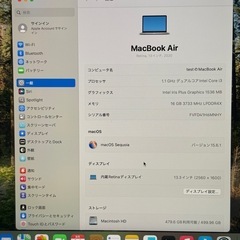 apple MacBook Air 2020、16GBメモリ,512GBストレージの画像
