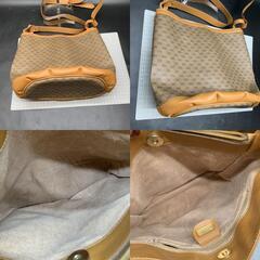 Z292【中古】GUCCI 001.14.0934 マイクロ GG クロスボディ ブラウン キャメル ショルダー オールド バケット バケツ ゴールド金具 バッグ レザー グッチ レディース ※内部素材粉吹きありの画像
