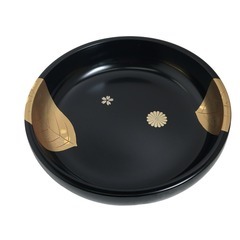 MK8873 食器 ブラック   菊紋入 金彩 お皿の画像