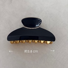ヘアクリップ ラインストーン ネイビー ゴールド 上品の画像