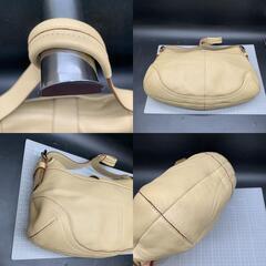 Z294　コーチ COACH ワンハンドル　ハンドバッグ　レディースバッグ シグネチャー 肩掛け 本革レザー　ベージュ　フォーマルの画像