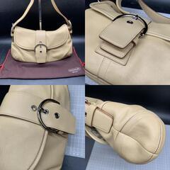 Z294　コーチ COACH ワンハンドル　ハンドバッグ　レディースバッグ シグネチャー 肩掛け 本革レザー　ベージュ　フォーマルの画像