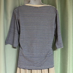 LADY'S SPORTS ストライプ 五分袖 Tシャツ M☆の画像