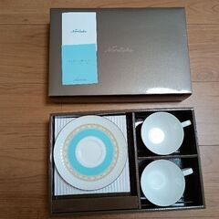 新品　Noritake ノリタケ カップ & ソーサー (ペアセット) (コーヒー ティー 兼用) 125cc ハミングブルー 2客の画像