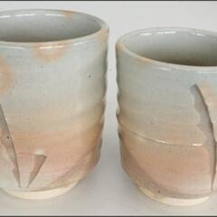 【25＊70242】『朝日窯』湯呑 夫婦湯呑 共箱 共布 陶器 茶器の画像