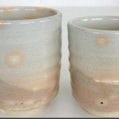 【25＊70242】『朝日窯』湯呑 夫婦湯呑 共箱 共布 陶器 茶器の画像