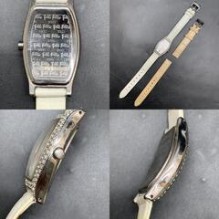 I347フォリフォリ QZ シルバー文字盤 レクタンギュラー レディース腕時計　FOLLI FOLLIE レディース 腕時計白 ホワイト SS レザー ラインストーン ウォッチの画像