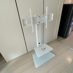 f●■テレビ台 テレビスタンド 壁掛け風 壁寄せ テレビボード 32〜65型対応 おしゃれ 北欧 モダン シンプル 省スペース スリム 高さ調整 TVスタンド TV台 2段棚タイプ・ホワイトの画像