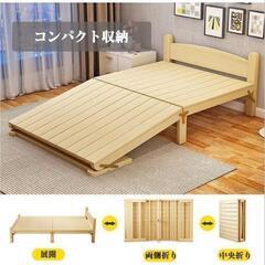 新品  頑丈な折り畳みベッド 天然木の画像