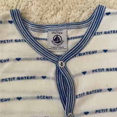 PETIT BATEAU プチバトー ハートストライプ 半袖ロンパース 12mの画像