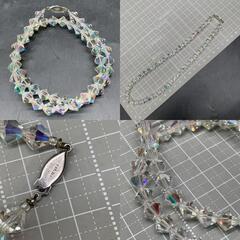 F365ヴィンテージ クリスタル シルバーネックレス　SILVER刻印　多面カットビーズ　レディースアクセサリー　キラキラの画像