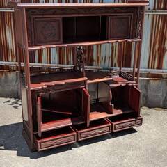 茶箪笥　飾り棚　　骨董　透かし彫り　高級家具　収納家具　龍　高級木材の画像