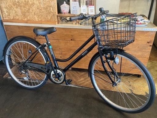 【SALE！8月末防犯登録無料！前後タイヤ・チューブ新品！】ダイナモライト　6段変速　26インチ自転車　ブラック