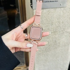 【新品】Apple Watch バンドのみ 可愛いリボン ラインストーン ピンクの画像