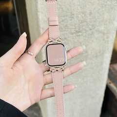 【新品】Apple Watch バンドのみ 可愛いリボン ラインストーン ピンクの画像