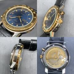 S268　可動 美品 ORIENT オリエント 469EA9F-70CA cal.46949 自動巻 21石 裏スケ ネイビー文字盤 コンビカラー デイデイト 純正革ベルト メンズ腕時計の画像