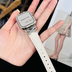 【ラスト1点】Apple Watch バンドのみ 可愛いリボンストーン ホワイトの画像