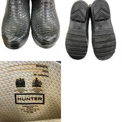 186000 HUNTER ハンター ロングレインブーツ 24 ブラック(クロコ型押し) レディース [1000025322445]の画像
