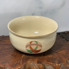 【茶道具】京焼 色絵 建水 在銘 作家物 陶印有 煎茶道具 時代物 骨董 古道具 アンティーク 良品 配送可能の画像