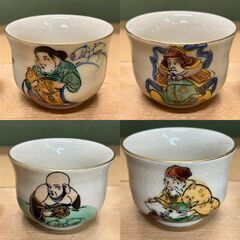 九谷焼 陶彩 七福神 ぐい呑揃 の画像