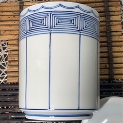 【茶道具】京焼 手塚玉堂作 桶側染付 水指 在銘 作家物 茶器 時代物 骨董 古道具 アンティーク 良品 配送可能の画像