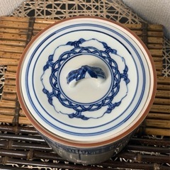 【茶道具】京焼 手塚玉堂作 桶側染付 水指 在銘 作家物 茶器 時代物 骨董 古道具 アンティーク 良品 配送可能の画像